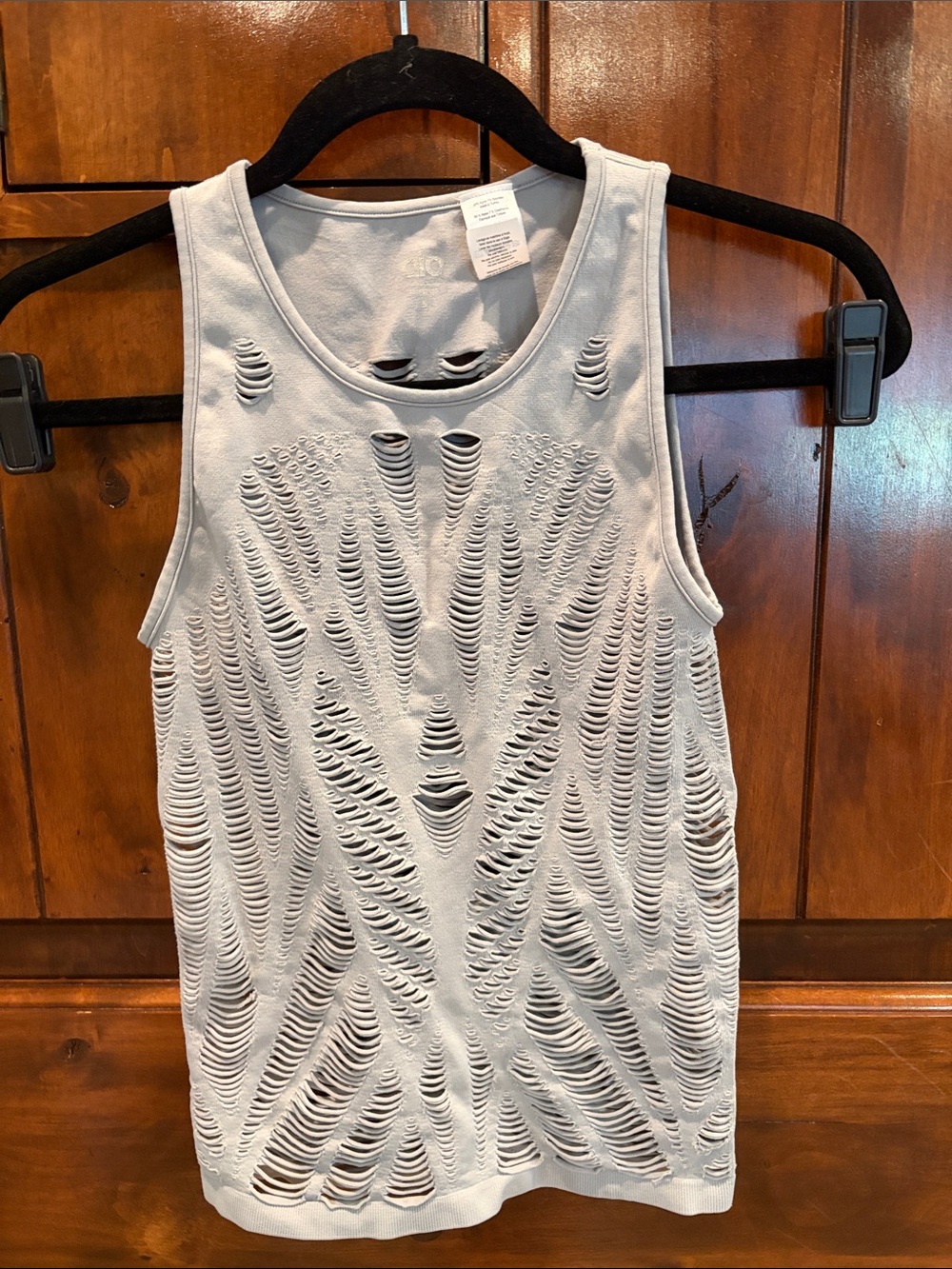 🩶 Alo Distressed Light Gray Tank Top